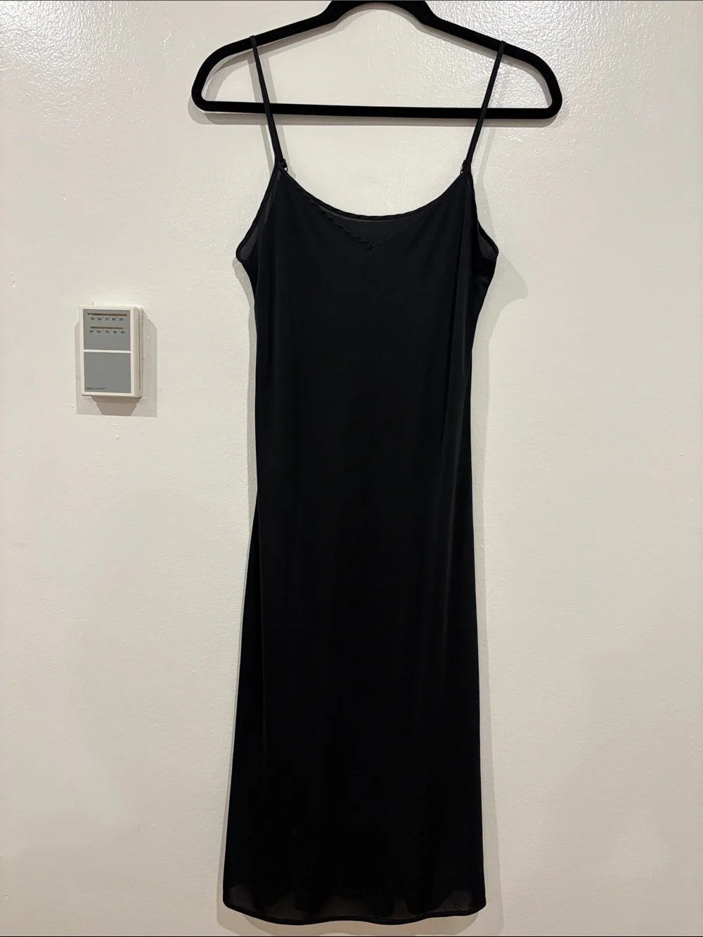 Marks & Spencer Black Slip Night Dress with Spaghetti Straps - Picture 1 of 3